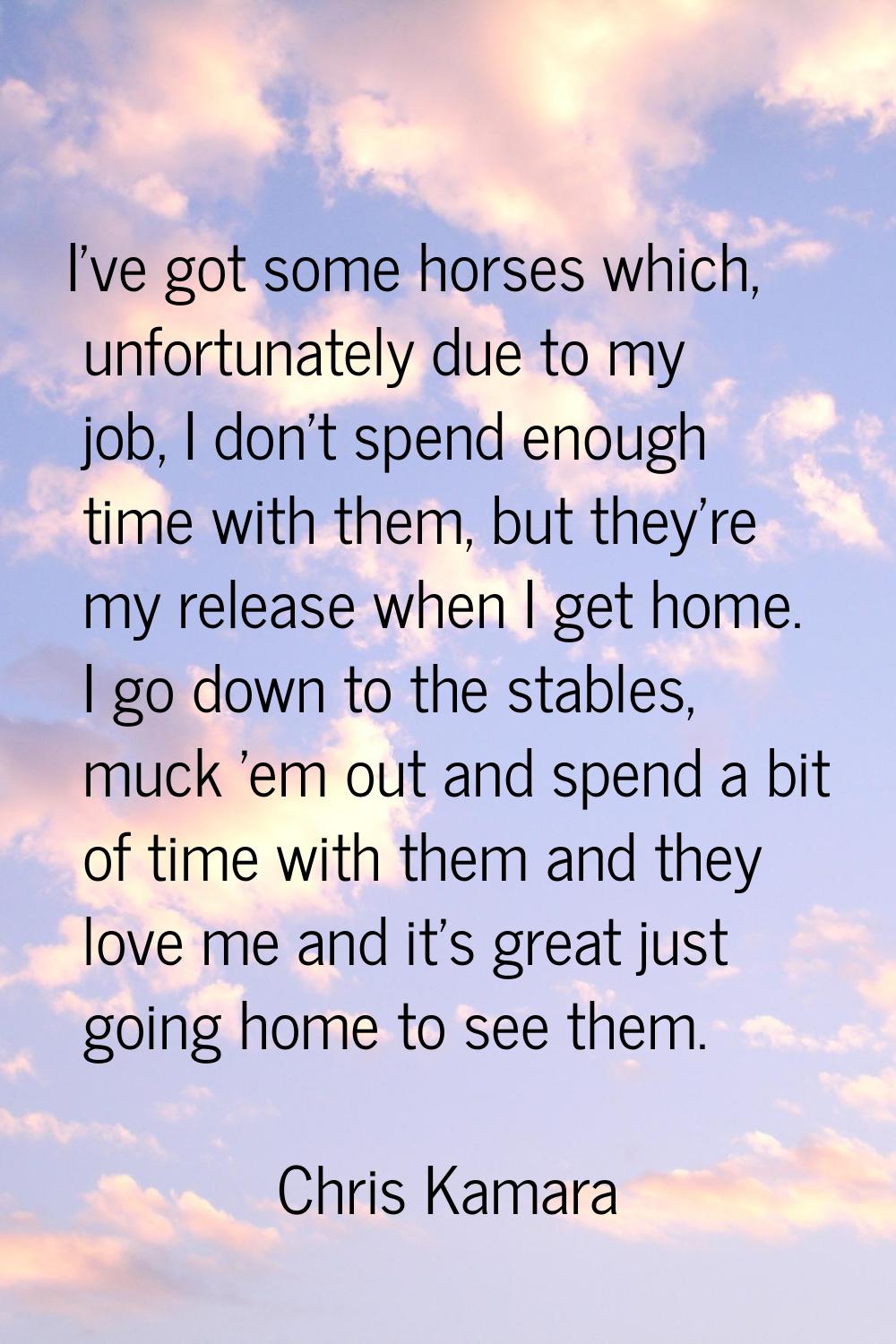 I've got some horses which, unfortunately due to my job, I don't spend enough time with them, but t