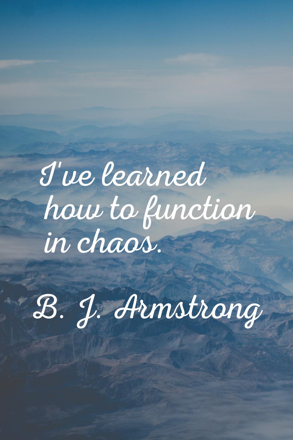 I've learned how to function in chaos.