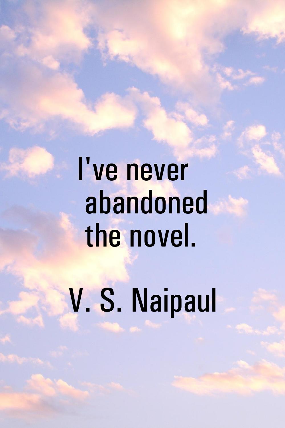 I've never abandoned the novel.