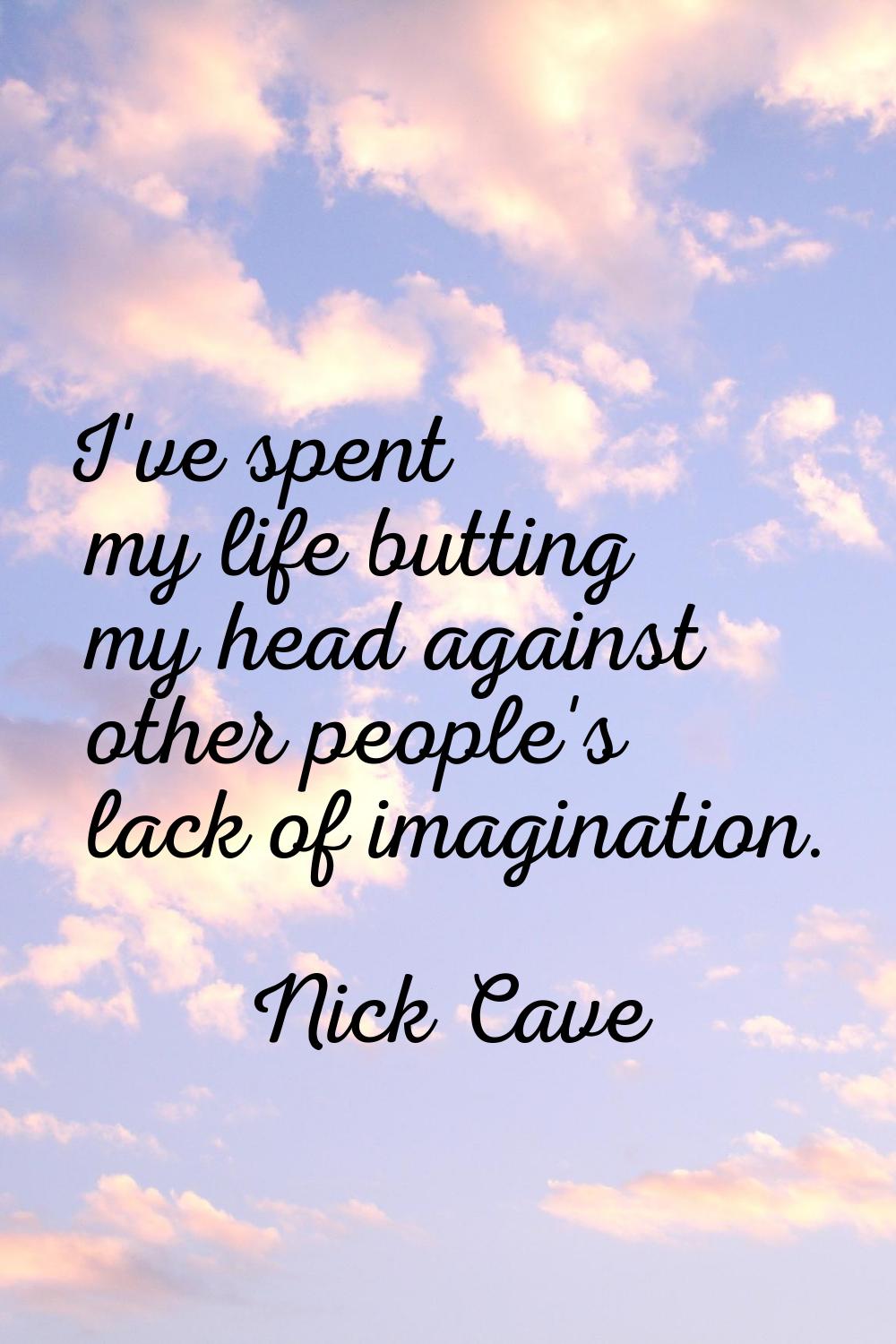 I've spent my life butting my head against other people's lack of imagination.