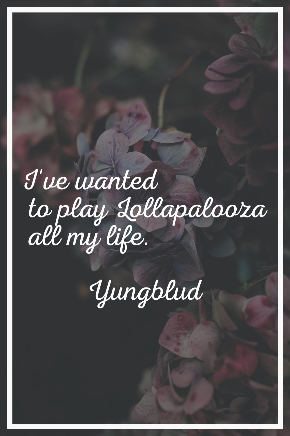 I've wanted to play Lollapalooza all my life.