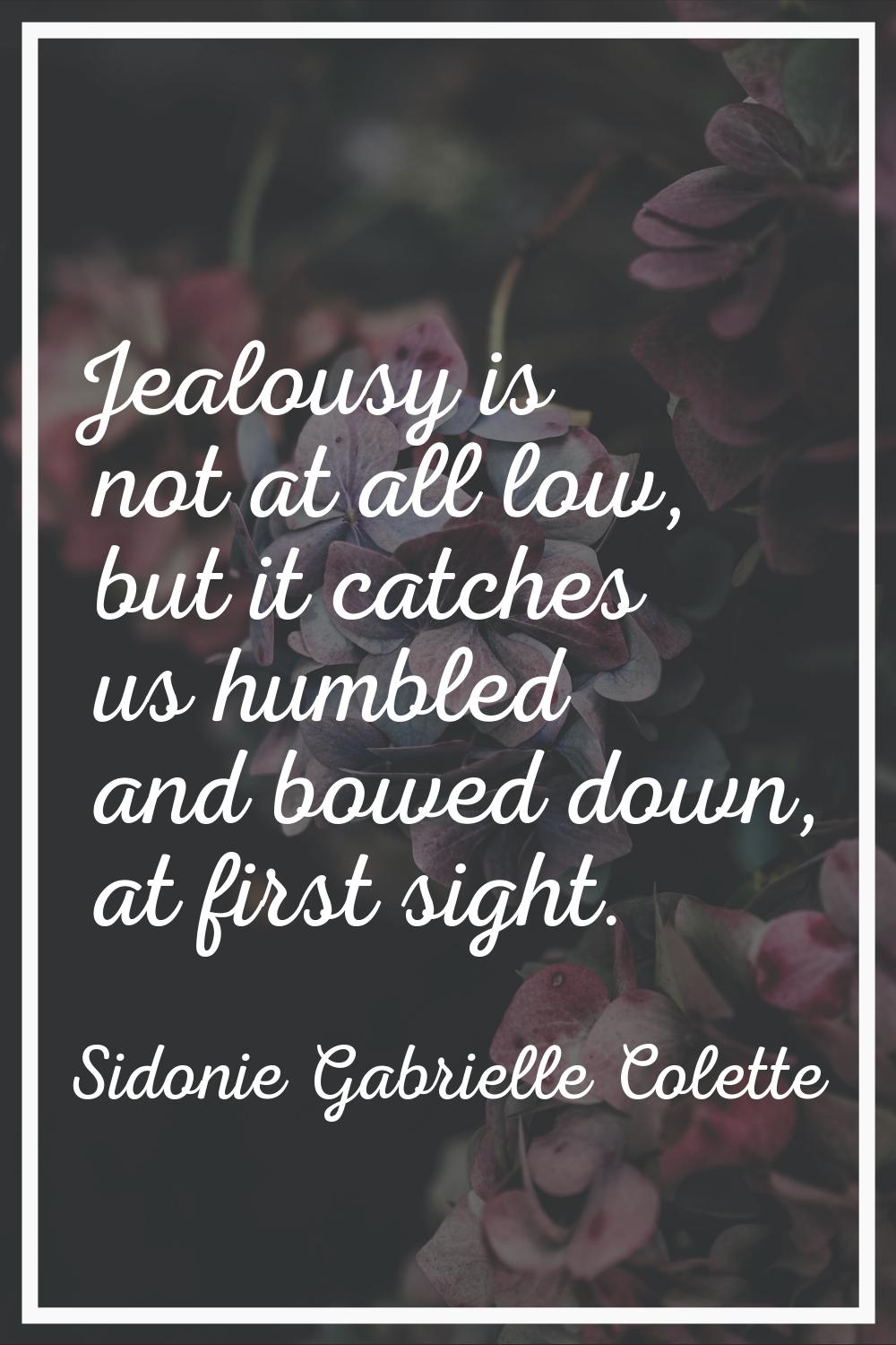 Jealousy is not at all low, but it catches us humbled and bowed down, at first sight.