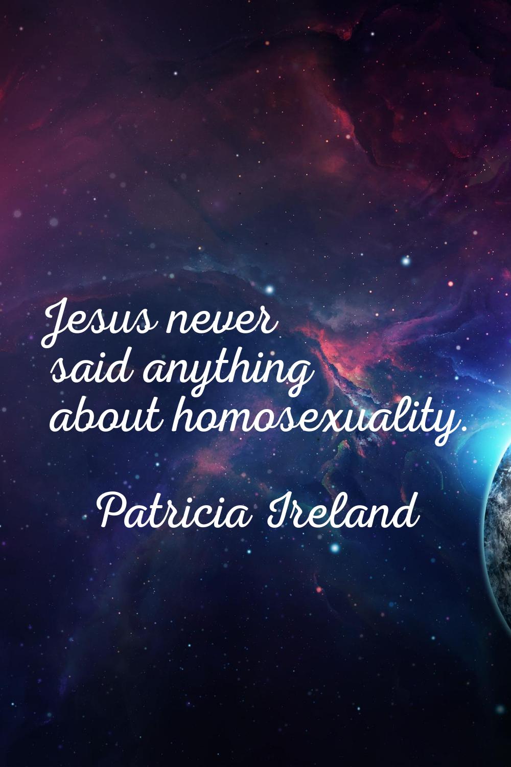 Jesus never said anything about homosexuality.