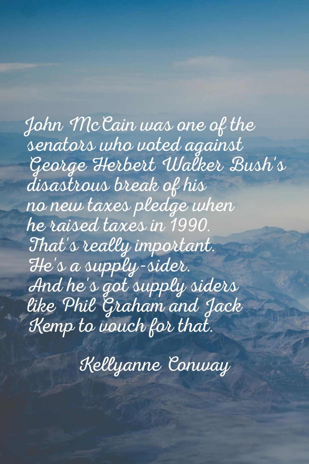 John McCain was one of the senators who voted against George Herbert Walker Bush's disastrous break