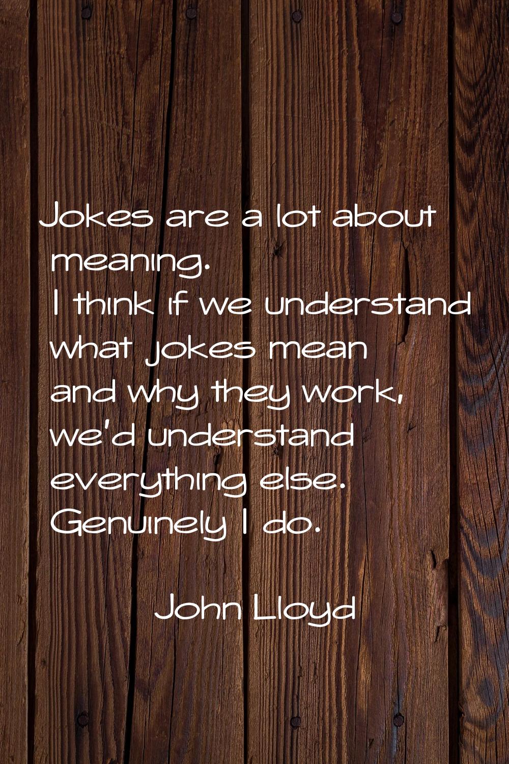 Jokes are a lot about meaning. I think if we understand what jokes mean and why they work, we'd und