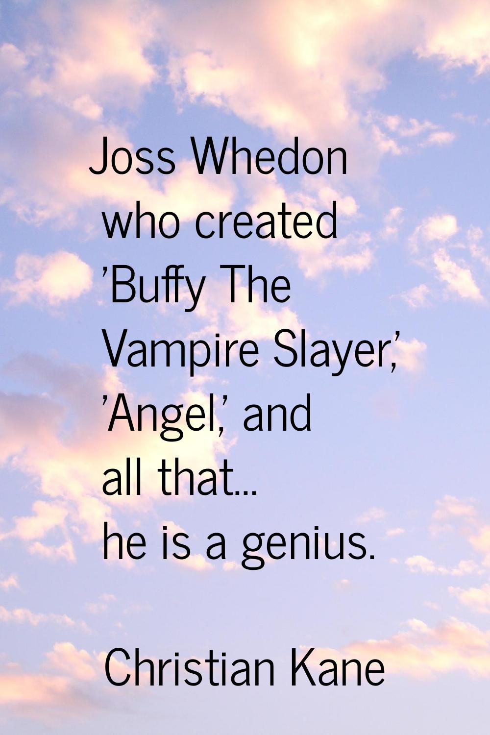 Joss Whedon who created 'Buffy The Vampire Slayer,' 'Angel,' and all that... he is a genius.