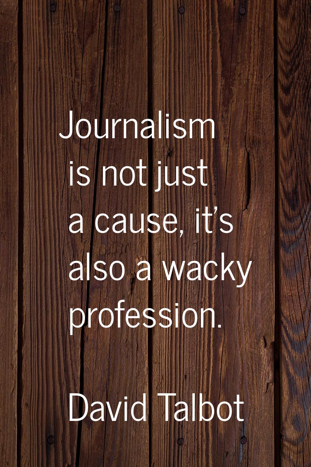 Journalism is not just a cause, it's also a wacky profession.