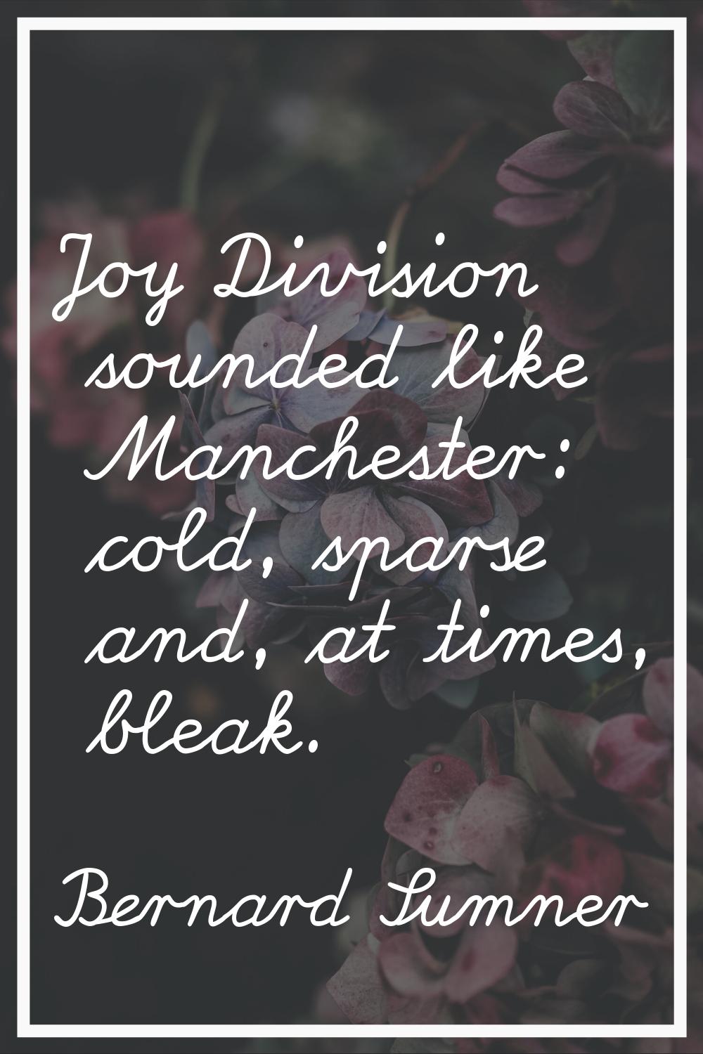 Joy Division sounded like Manchester: cold, sparse and, at times, bleak.