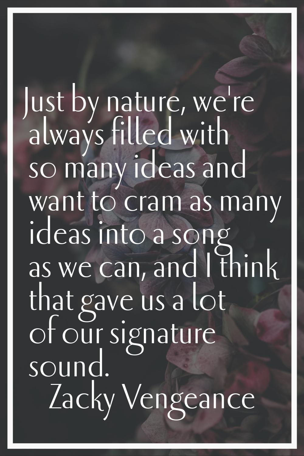 Just by nature, we're always filled with so many ideas and want to cram as many ideas into a song a