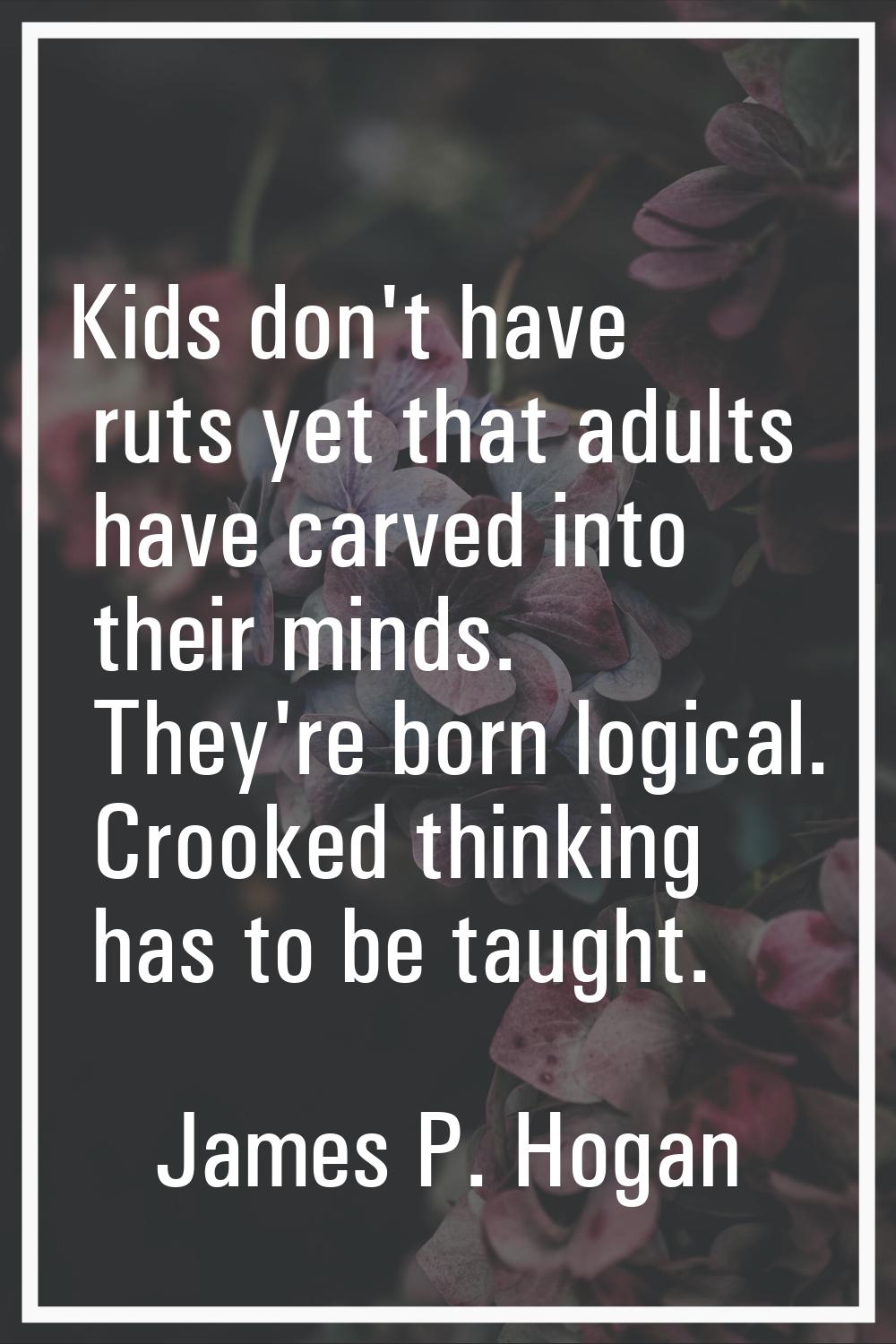 Kids don't have ruts yet that adults have carved into their minds. They're born logical. Crooked th