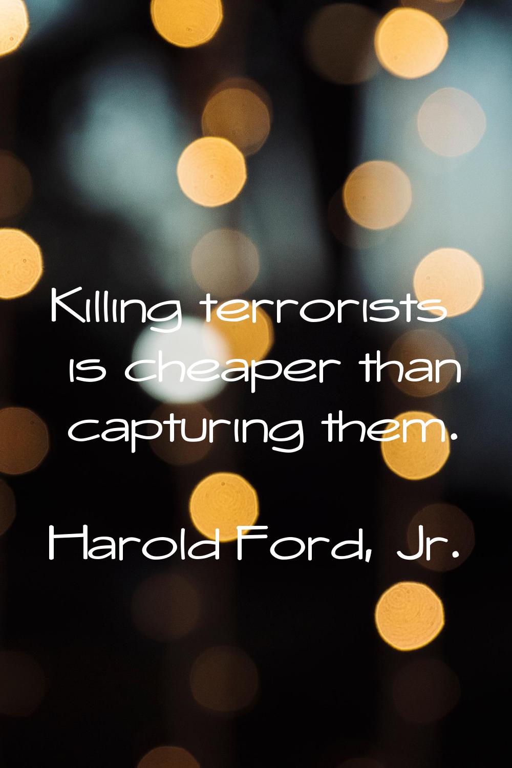 Killing terrorists is cheaper than capturing them.