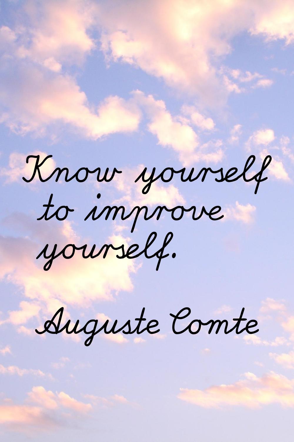 Know yourself to improve yourself.