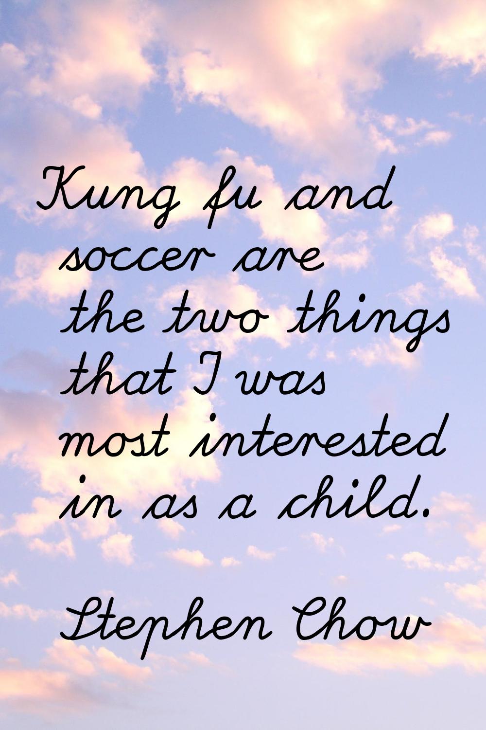 Kung fu and soccer are the two things that I was most interested in as a child.