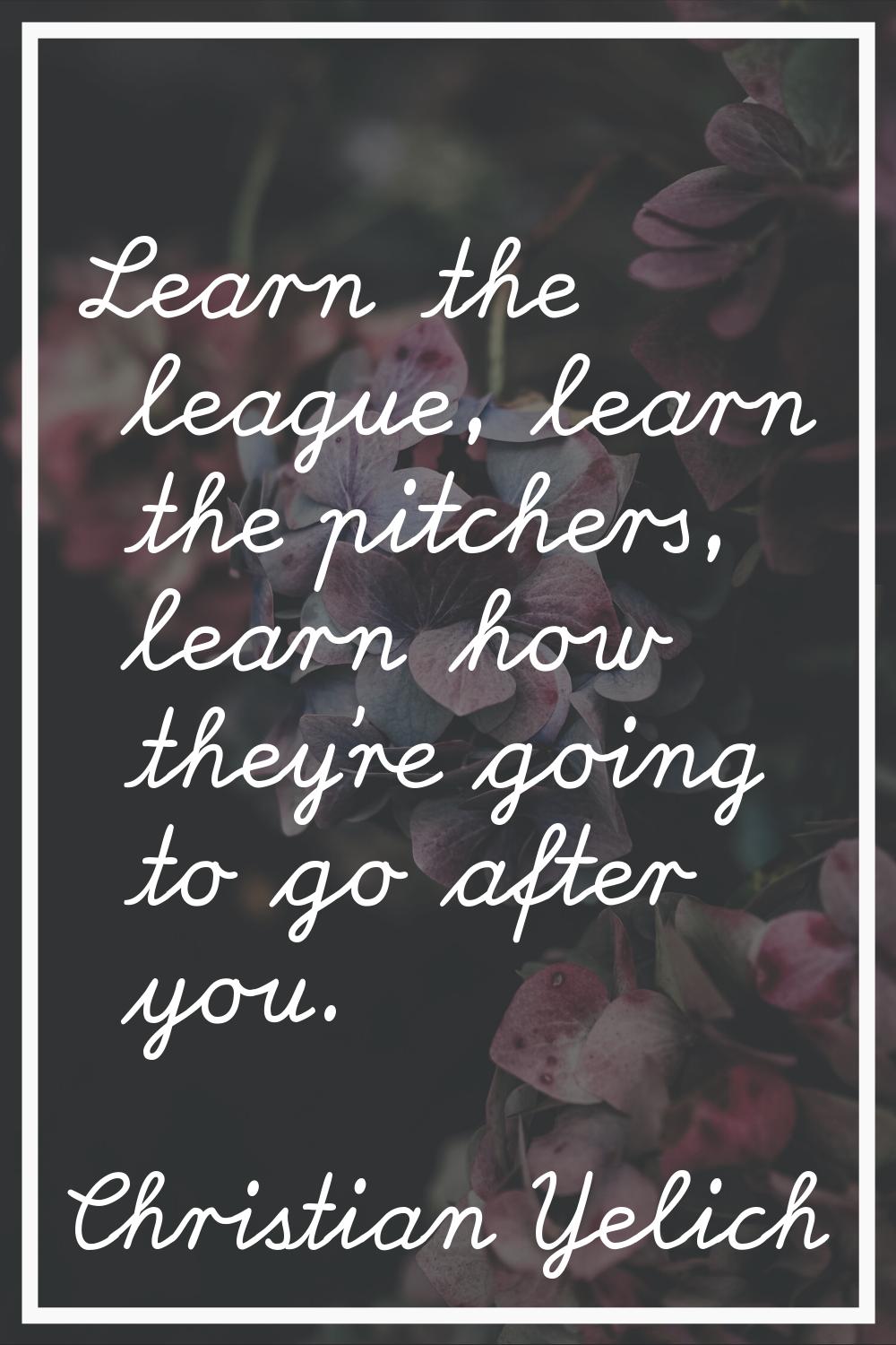 Learn the league, learn the pitchers, learn how they're going to go after you.