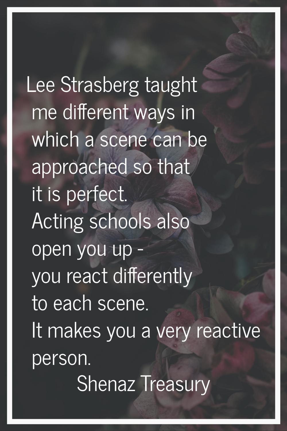 Lee Strasberg taught me different ways in which a scene can be approached so that it is perfect. Ac