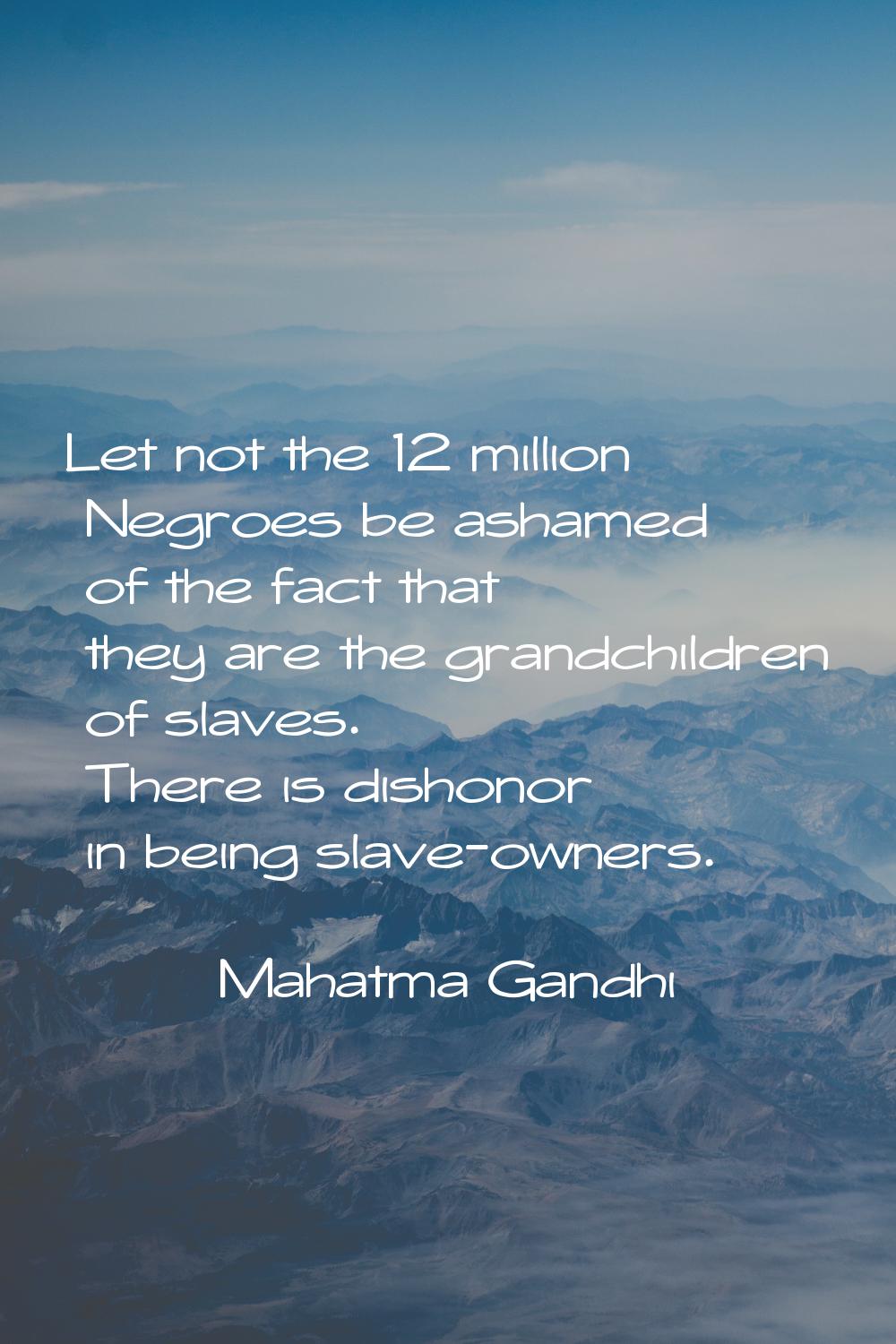 Let not the 12 million Negroes be ashamed of the fact that they are the grandchildren of slaves. Th