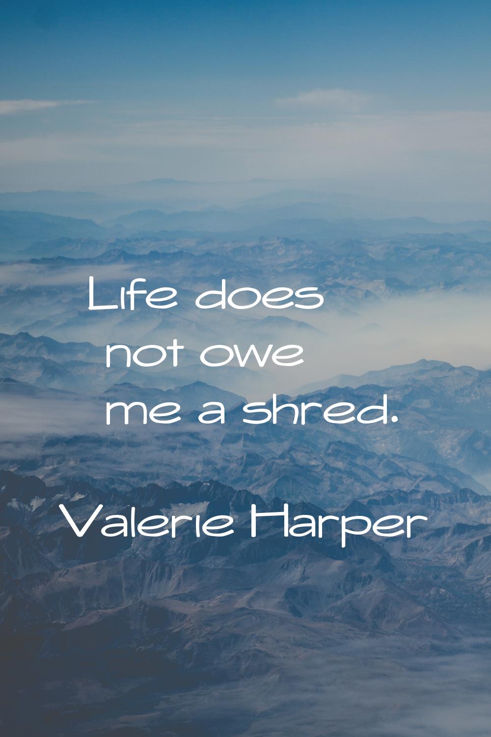Life does not owe me a shred.