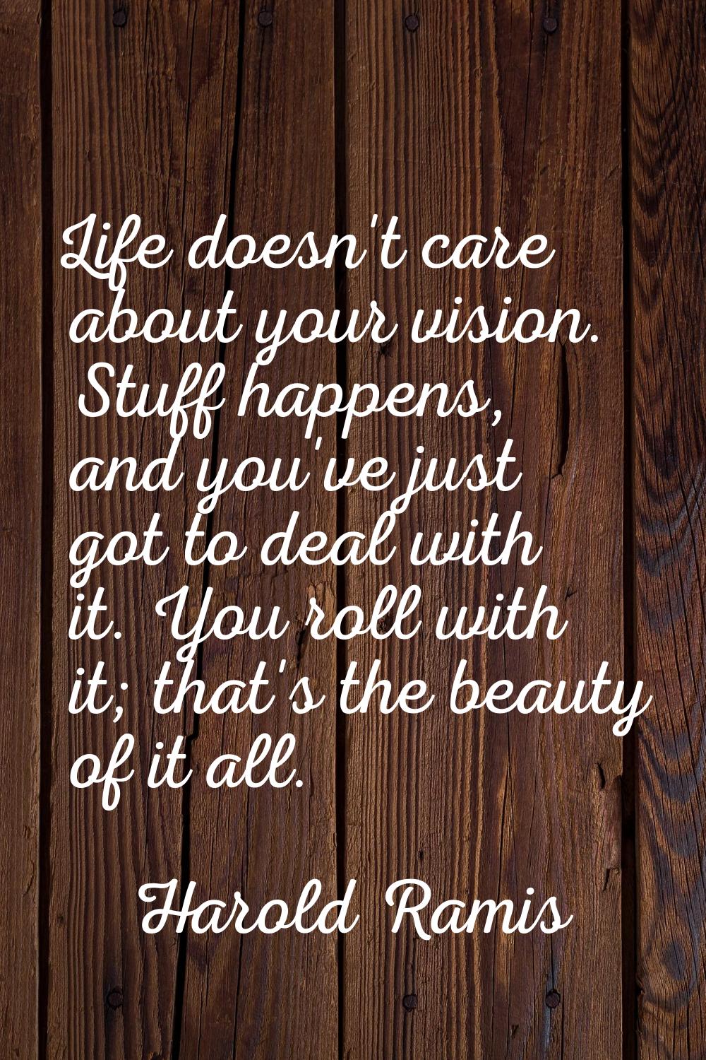Life doesn't care about your vision. Stuff happens, and you've just got to deal with it. You roll w