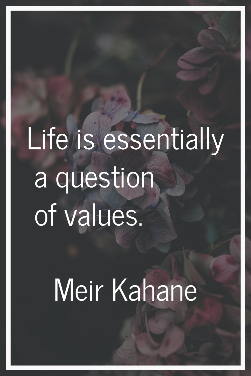 Life is essentially a question of values.