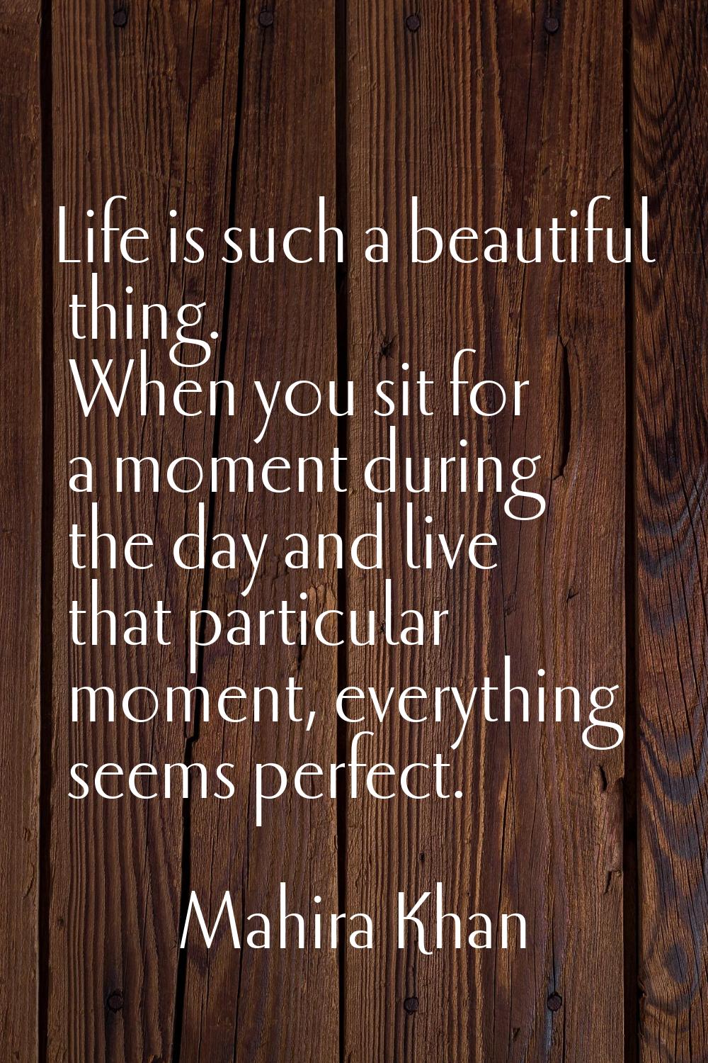 Life is such a beautiful thing. When you sit for a moment during the day and live that particular m