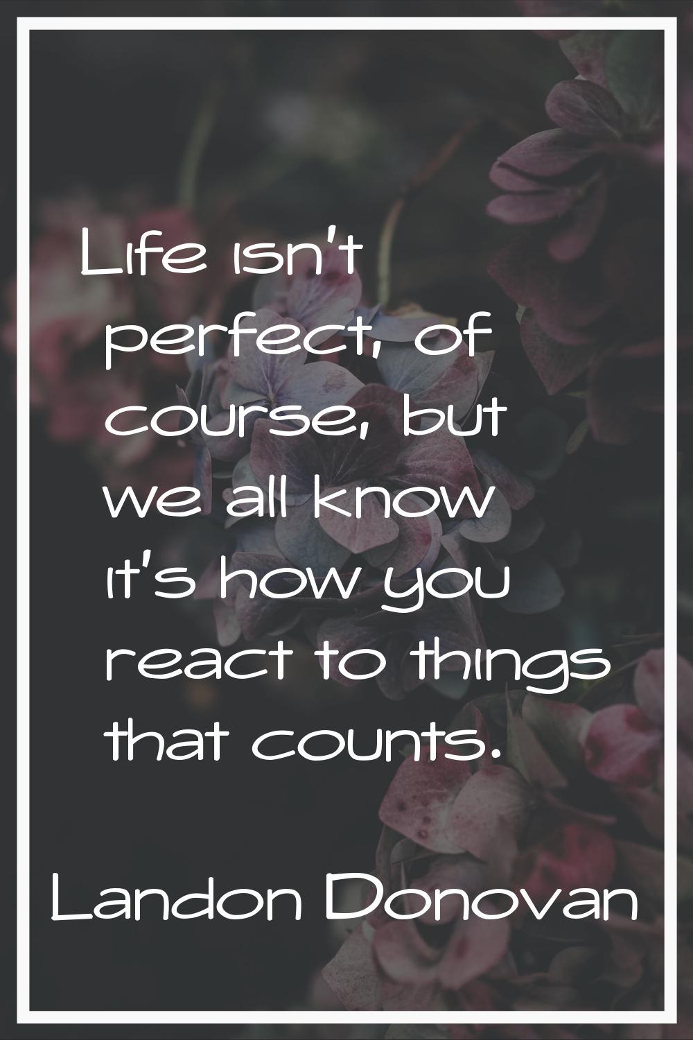 Life isn't perfect, of course, but we all know it's how you react to things that counts.