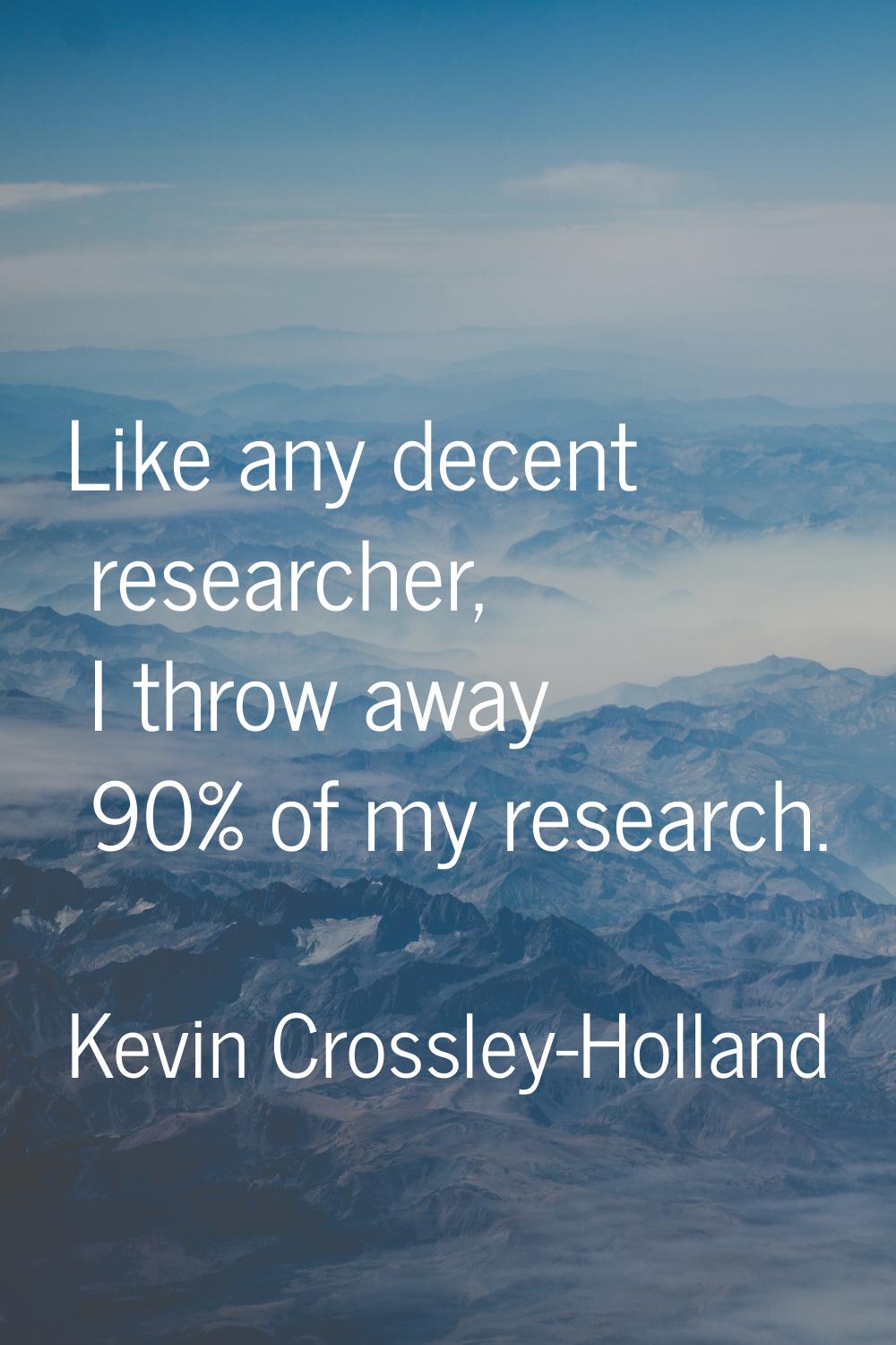 Like any decent researcher, I throw away 90% of my research.