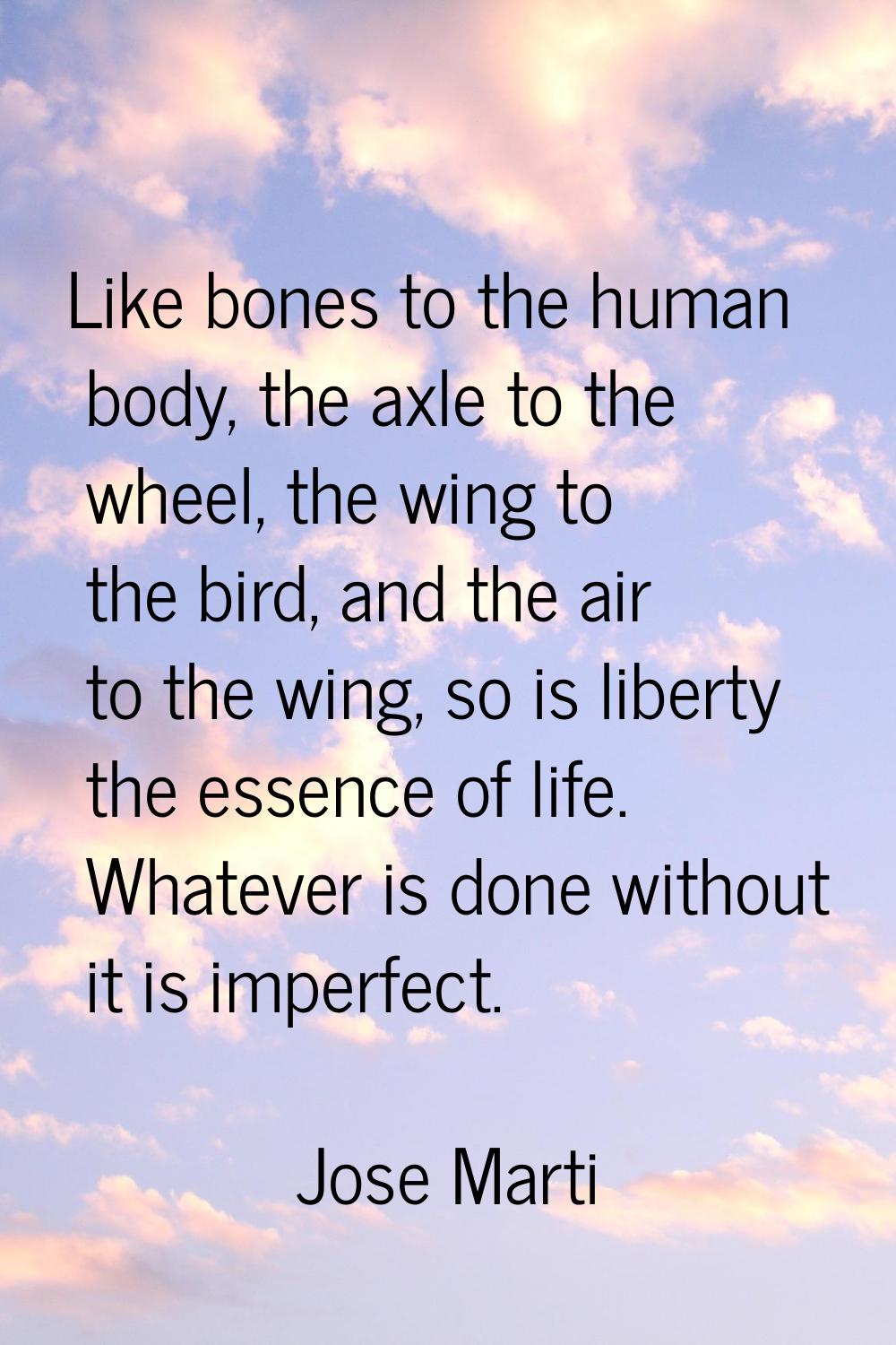 Like bones to the human body, the axle to the wheel, the wing to the bird, and the air to the wing,