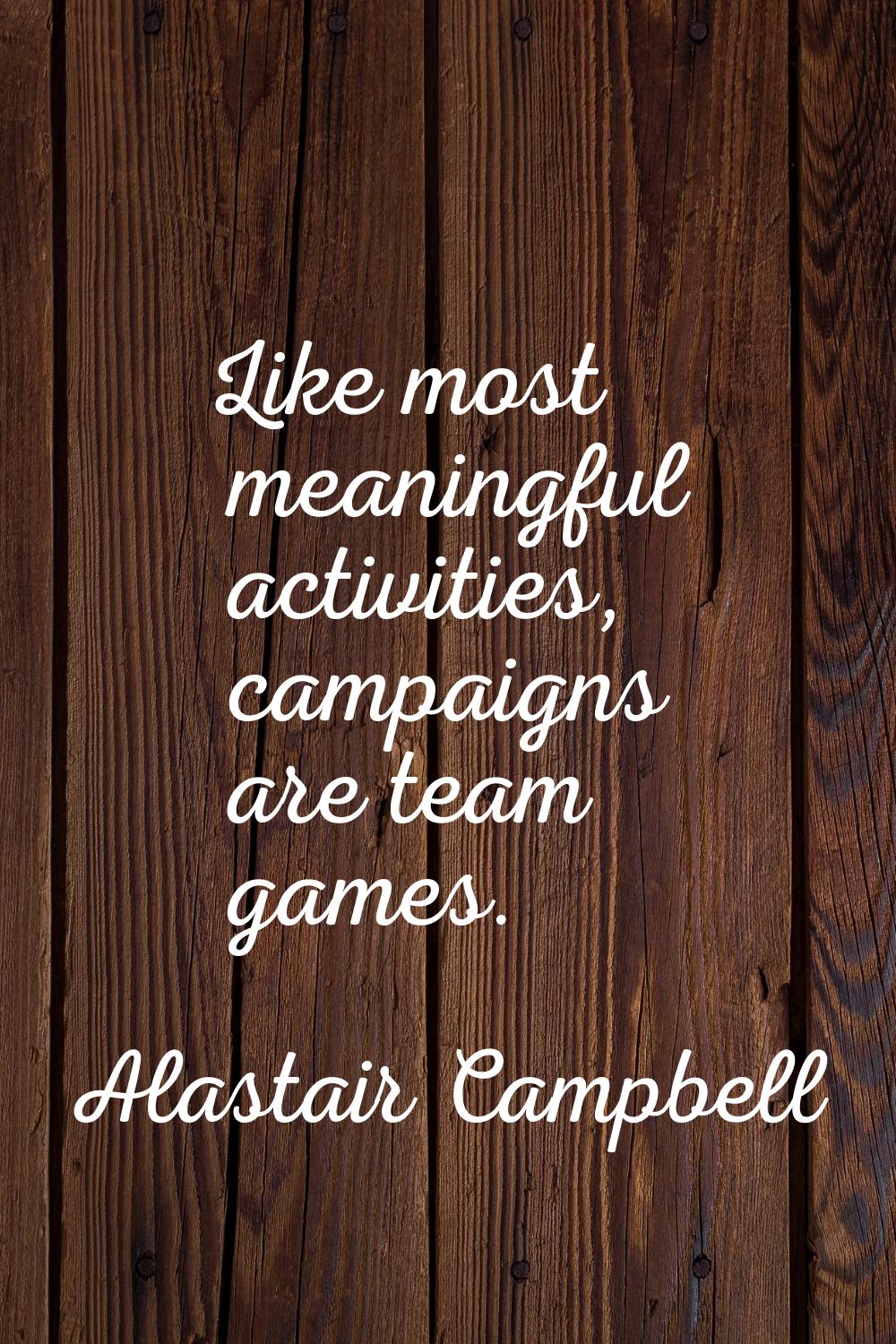 Like most meaningful activities, campaigns are team games.