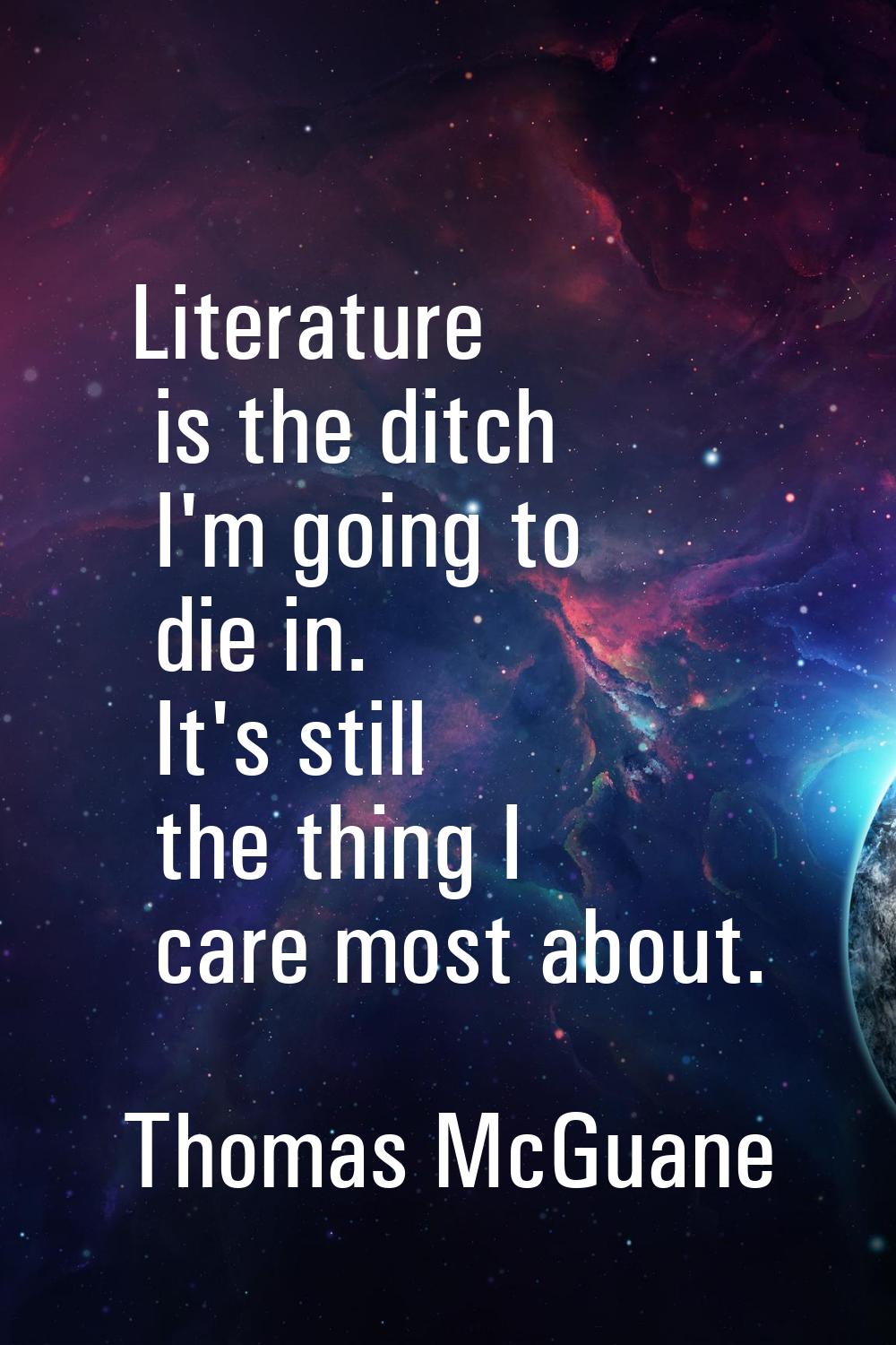 Literature is the ditch I'm going to die in. It's still the thing I care most about.
