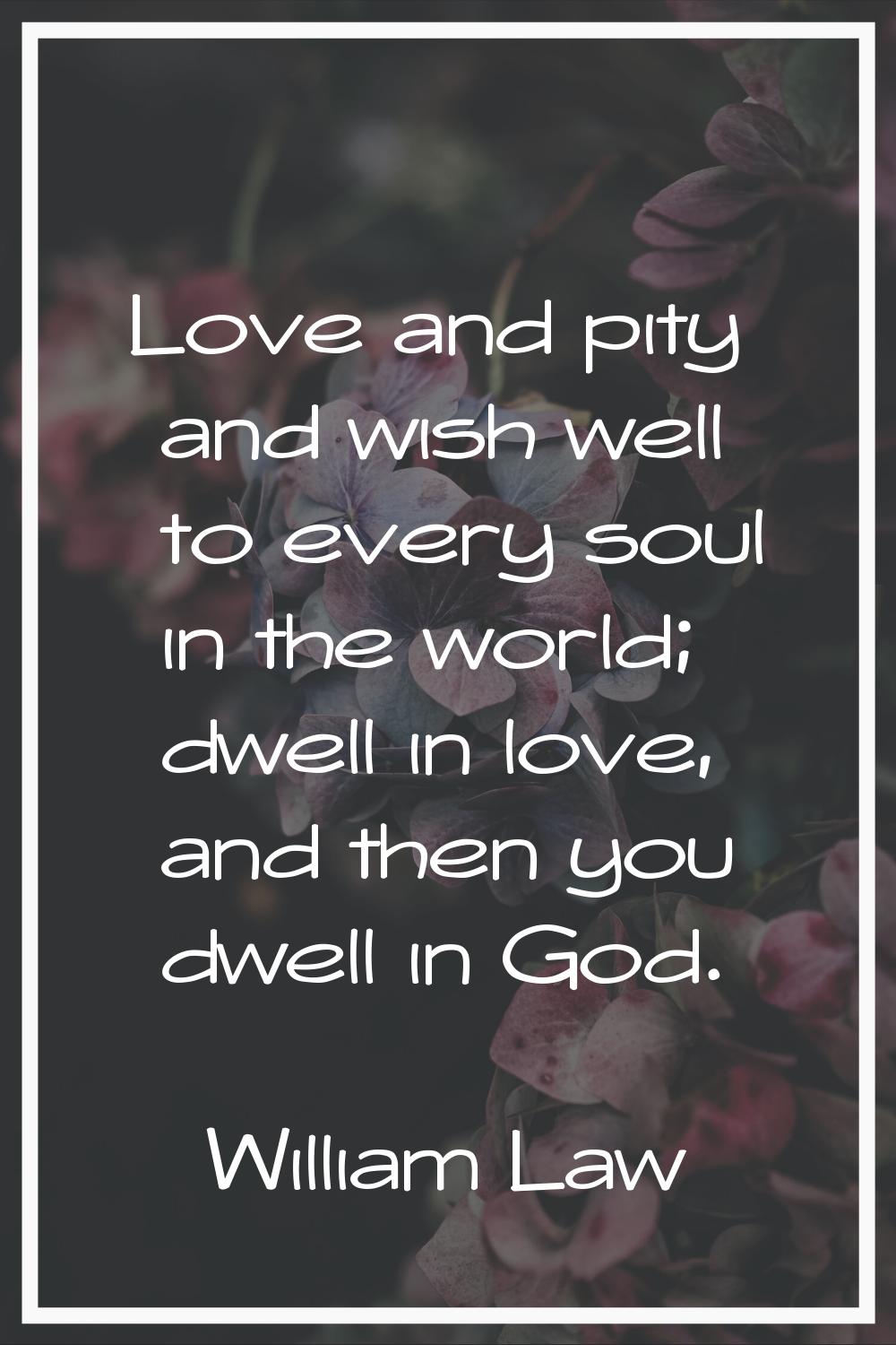 Love and pity and wish well to every soul in the world; dwell in love, and then you dwell in God.