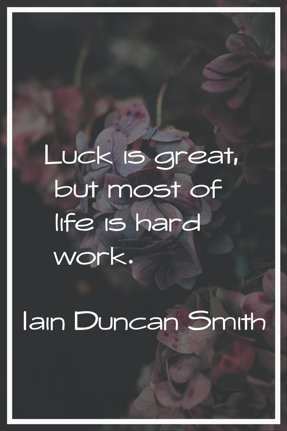 Luck is great, but most of life is hard work.
