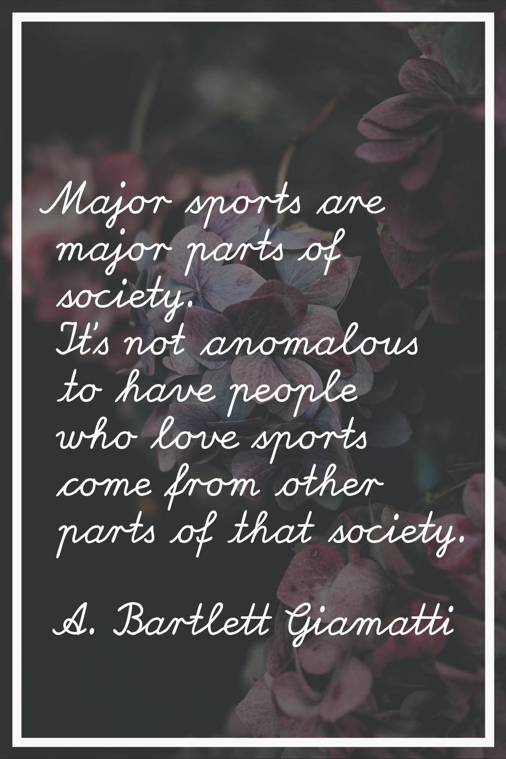 Major sports are major parts of society. It's not anomalous to have people who love sports come fro