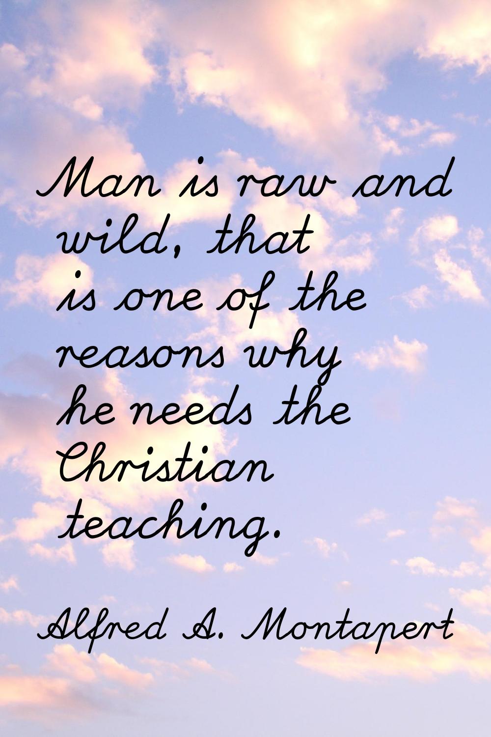 Man is raw and wild, that is one of the reasons why he needs the Christian teaching.