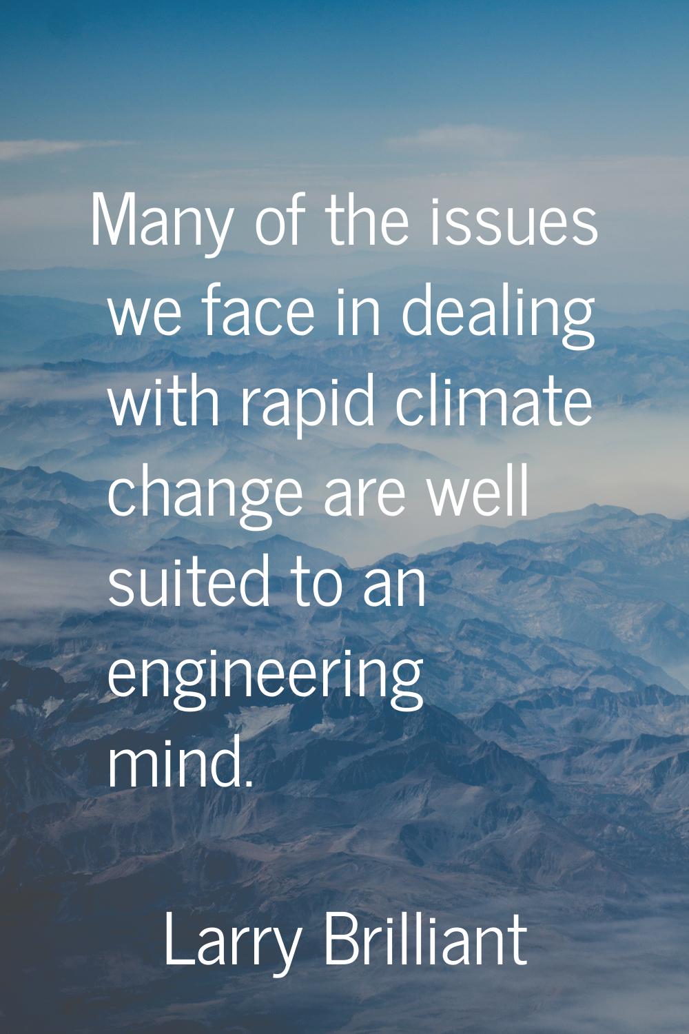 Many of the issues we face in dealing with rapid climate change are well suited to an engineering m