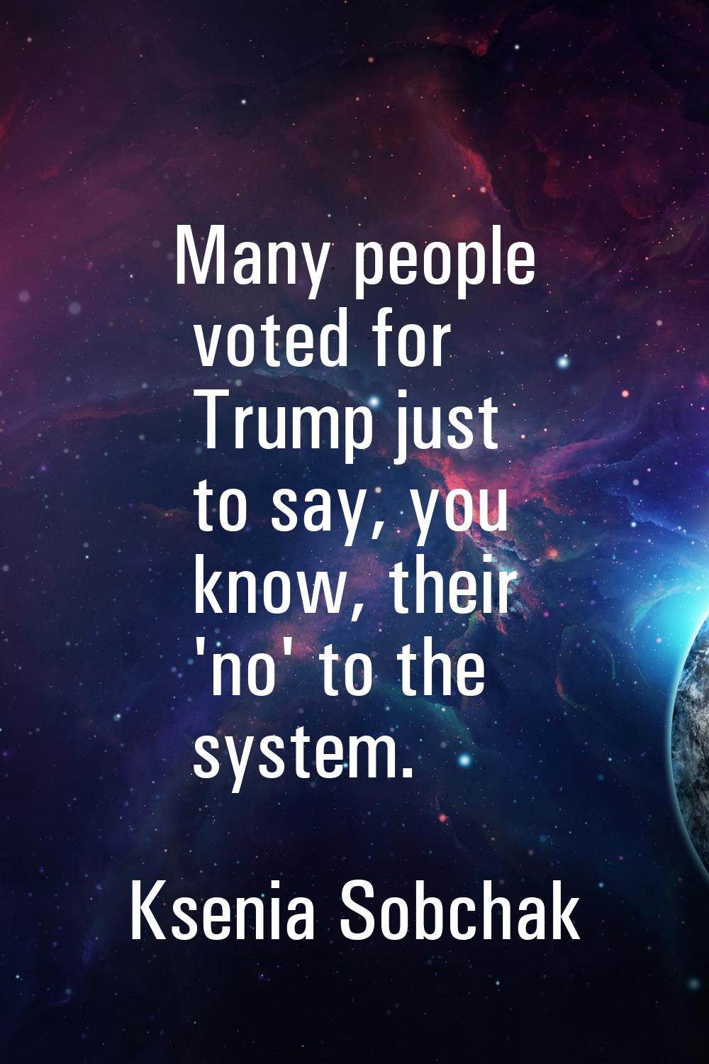 Many people voted for Trump just to say, you know, their 'no' to the system.