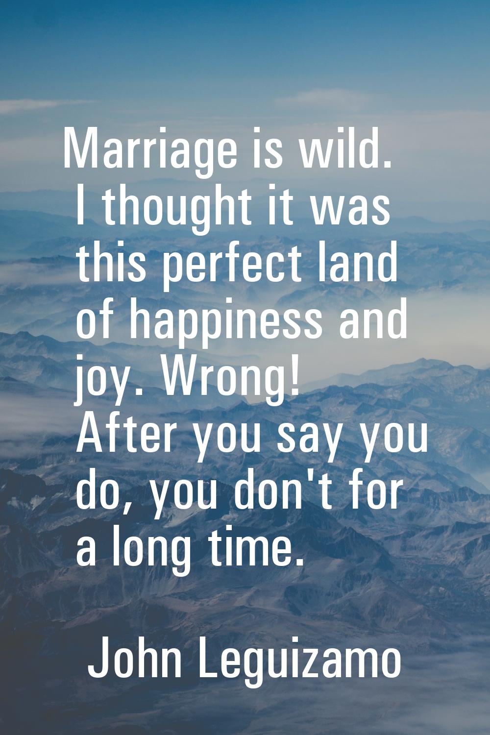 Marriage is wild. I thought it was this perfect land of happiness and joy. Wrong! After you say you