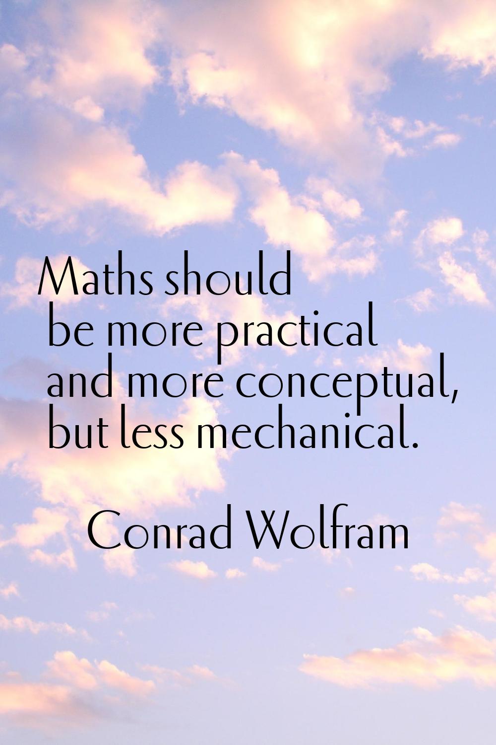 Maths should be more practical and more conceptual, but less mechanical.
