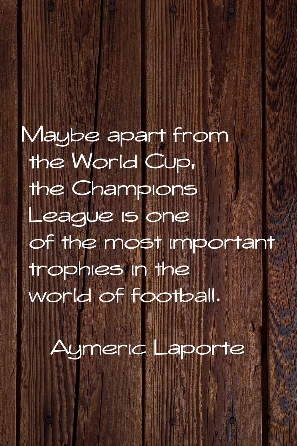 Maybe apart from the World Cup, the Champions League is one of the most important trophies in the w