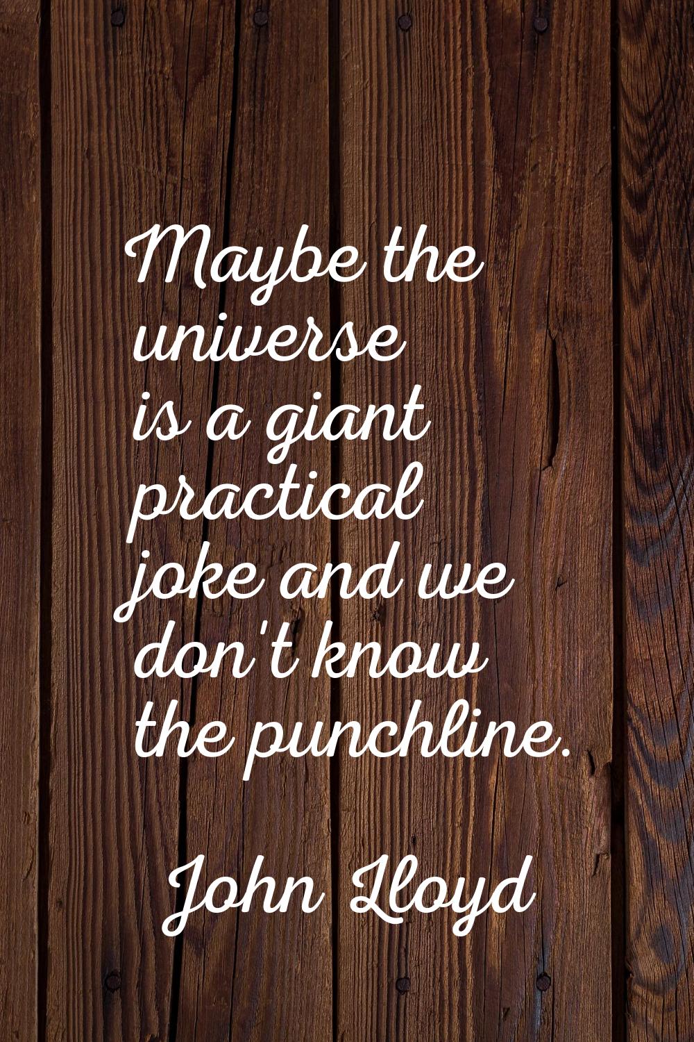 Maybe the universe is a giant practical joke and we don't know the punchline.