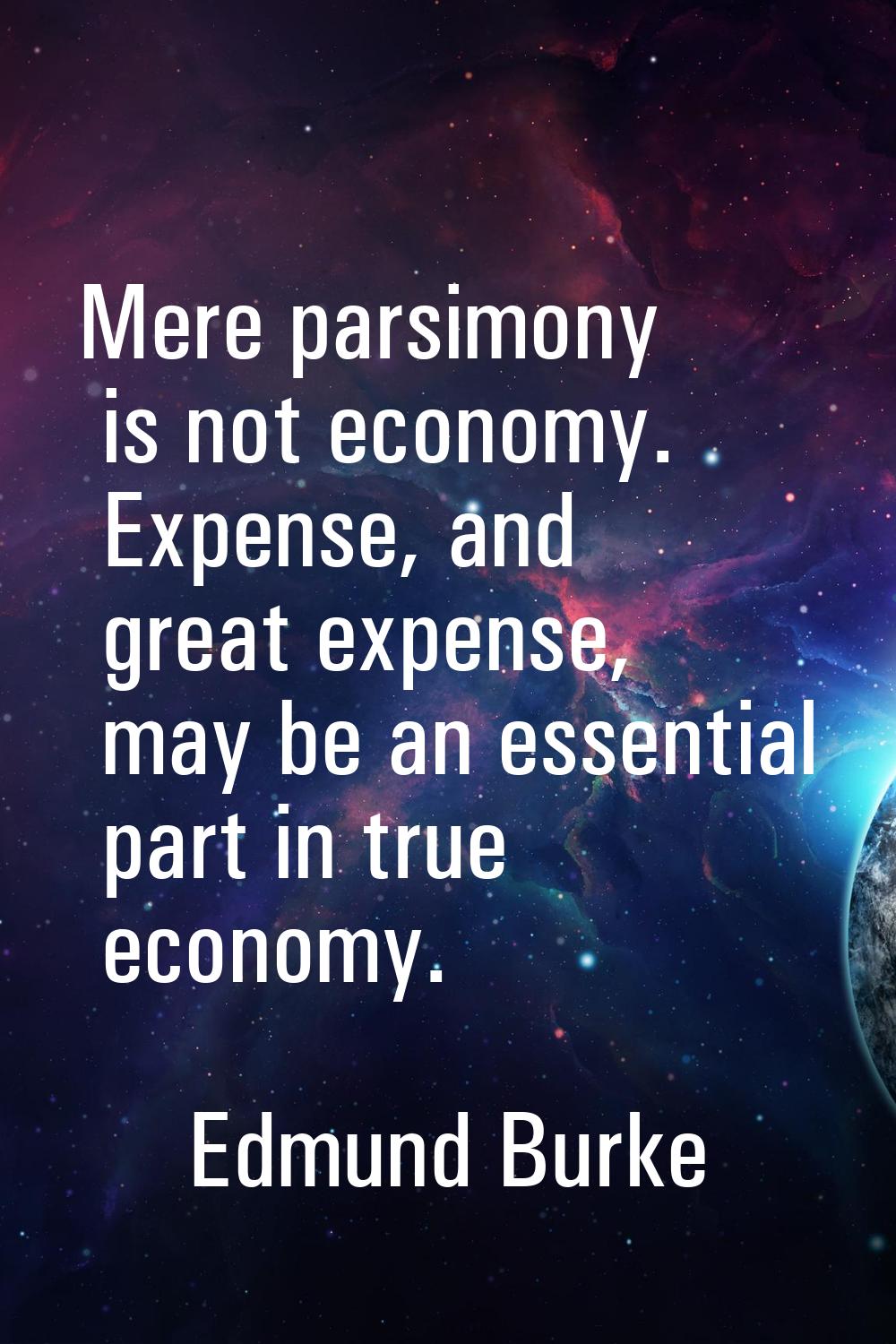 Mere parsimony is not economy. Expense, and great expense, may be an essential part in true economy