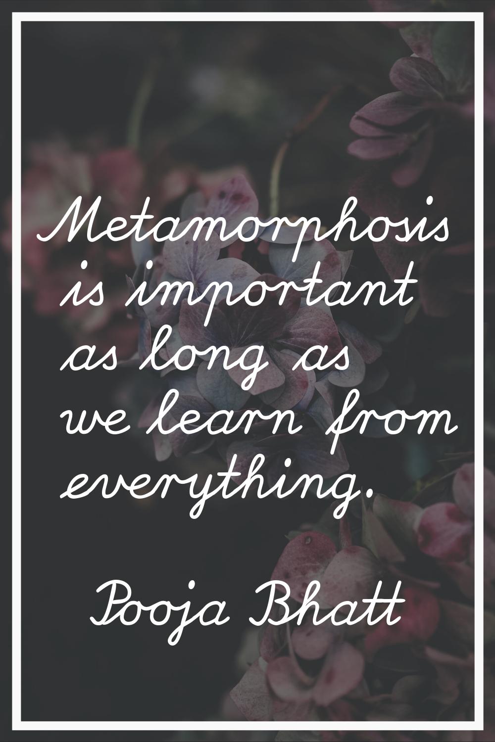 Metamorphosis is important as long as we learn from everything.