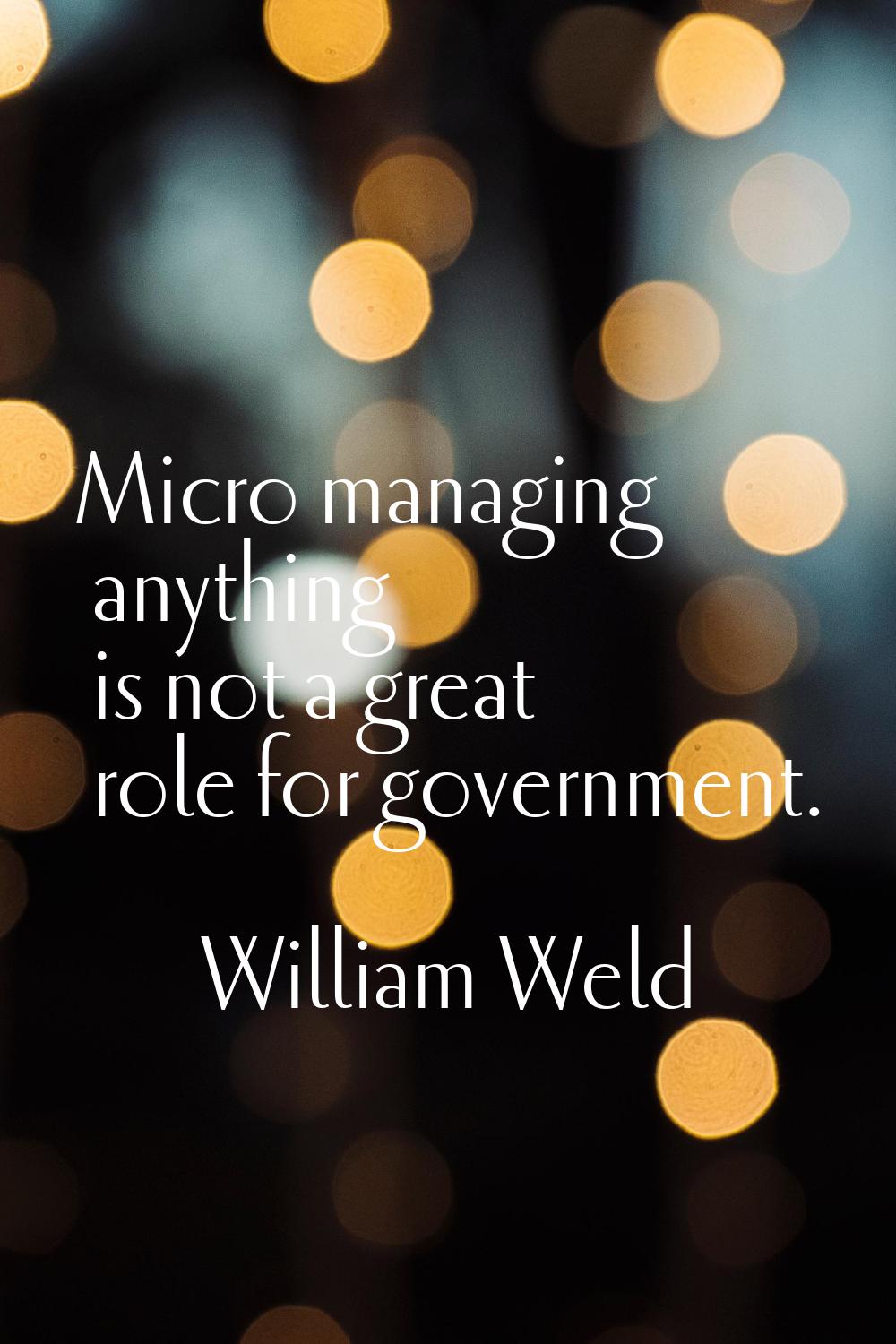 Micro managing anything is not a great role for government.