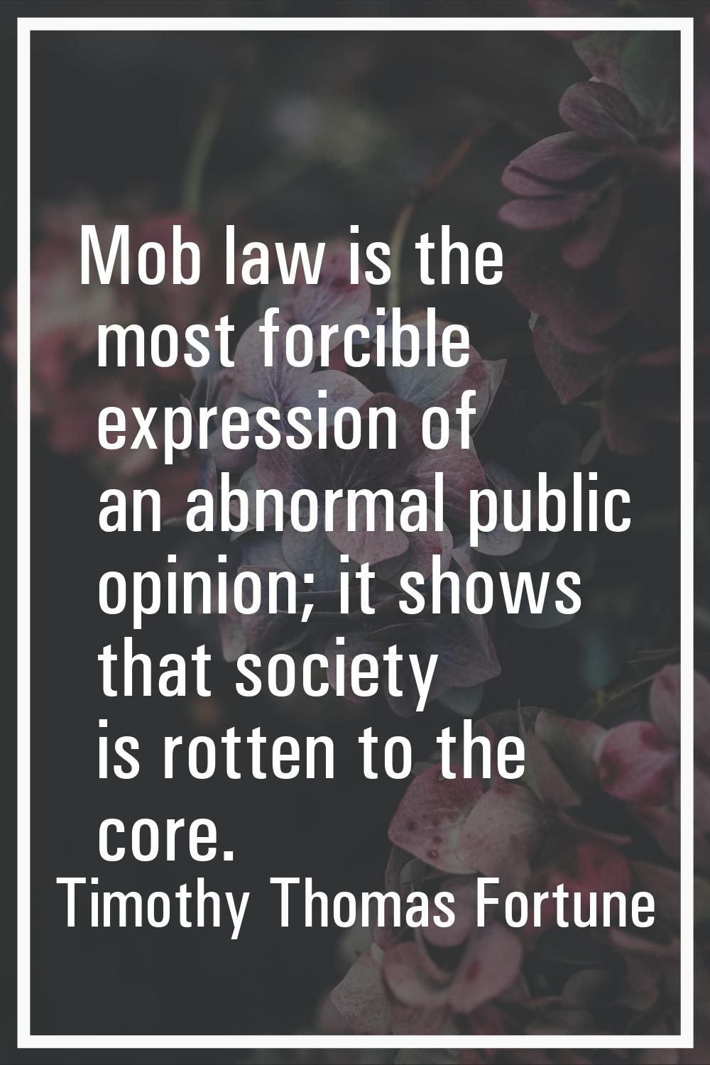 Mob law is the most forcible expression of an abnormal public opinion; it shows that society is rot