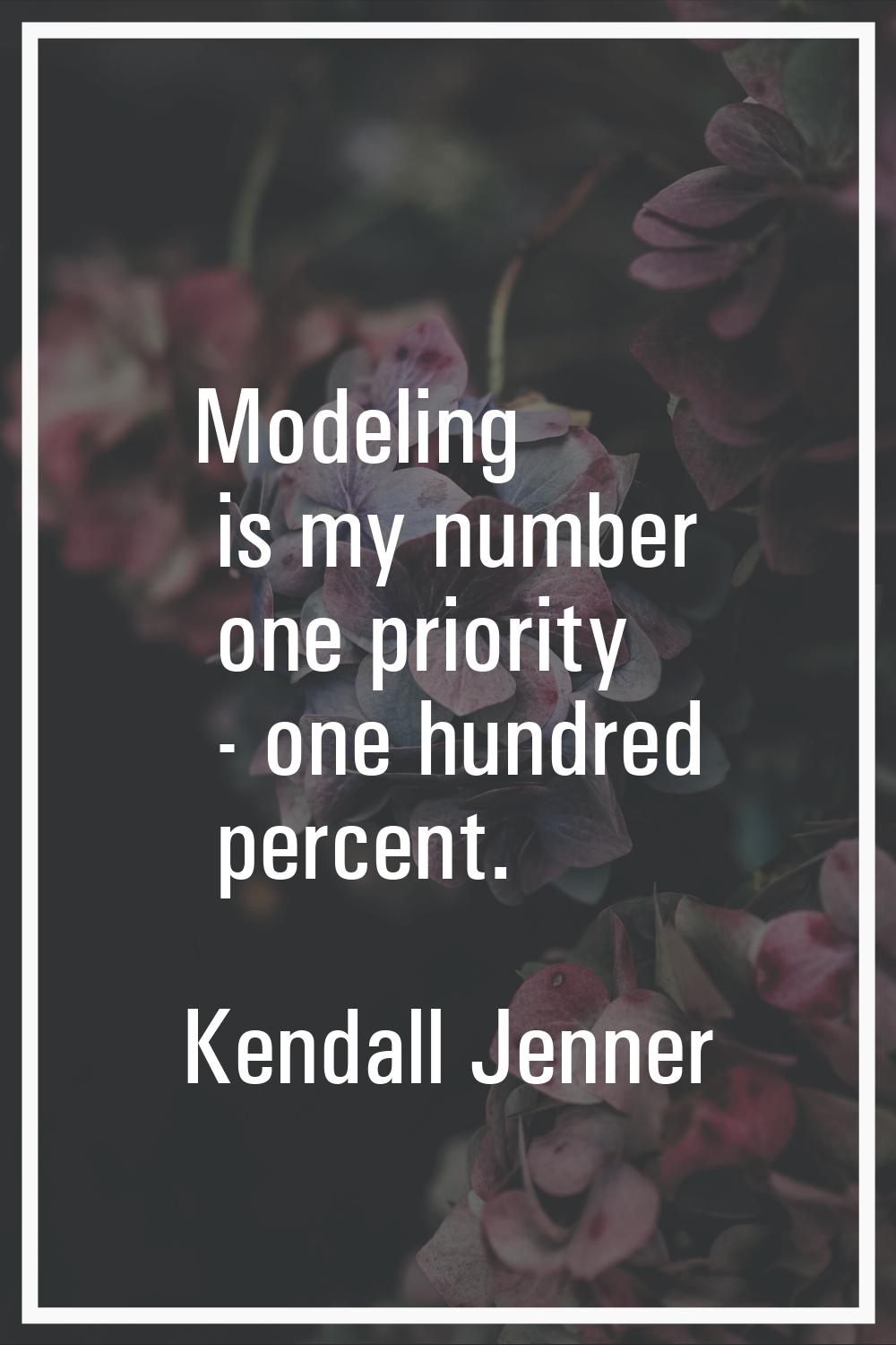 Modeling is my number one priority - one hundred percent.