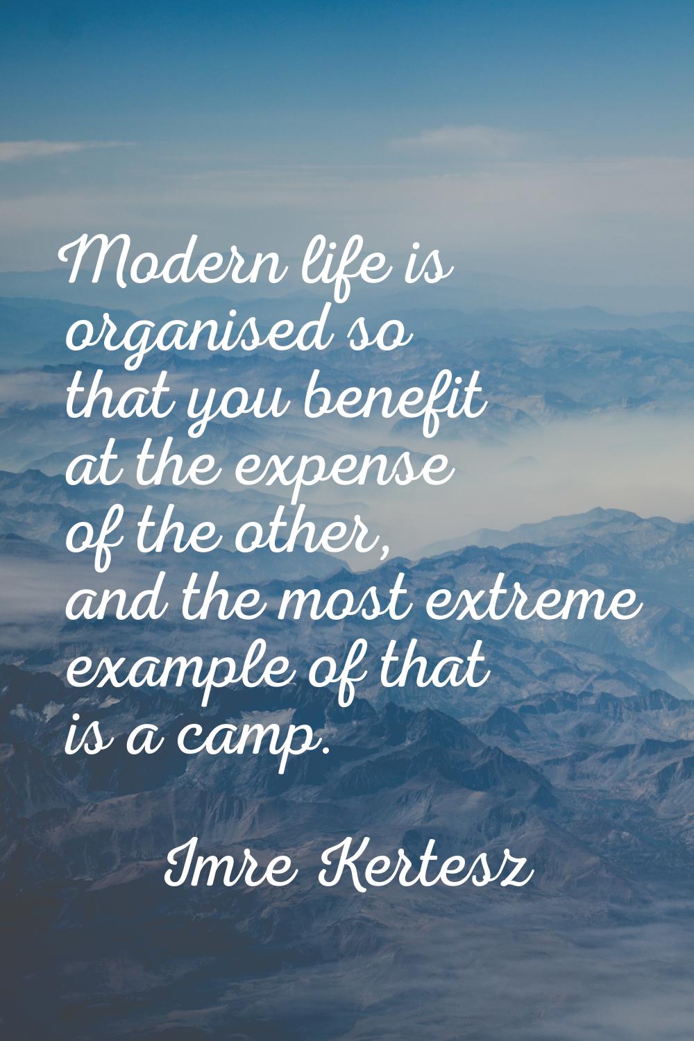 Modern life is organised so that you benefit at the expense of the other, and the most extreme exam