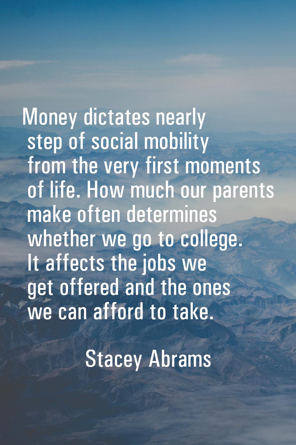 Money dictates nearly step of social mobility from the very first moments of life. How much our par