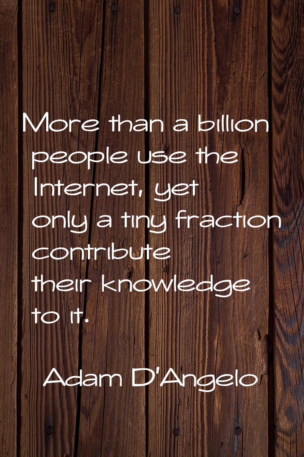 More than a billion people use the Internet, yet only a tiny fraction contribute their knowledge to