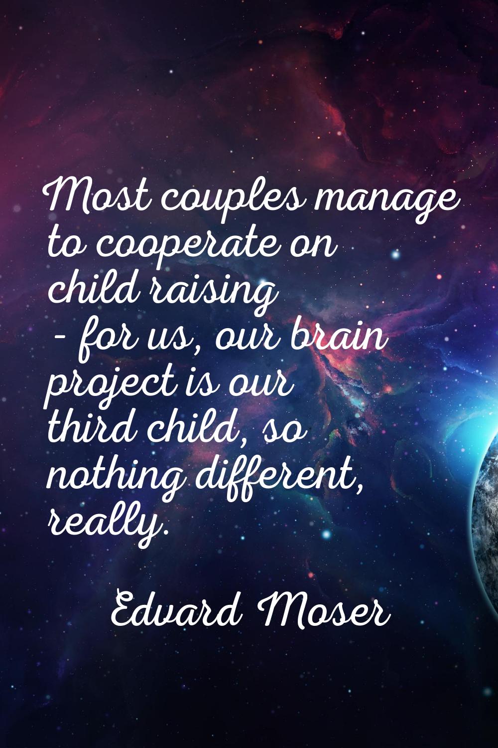 Most couples manage to cooperate on child raising - for us, our brain project is our third child, s