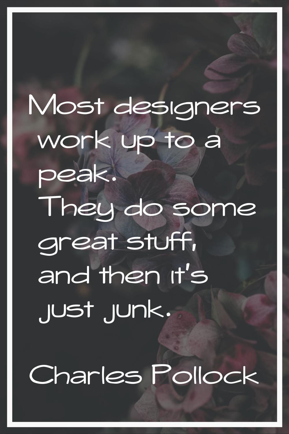 Most designers work up to a peak. They do some great stuff, and then it's just junk.