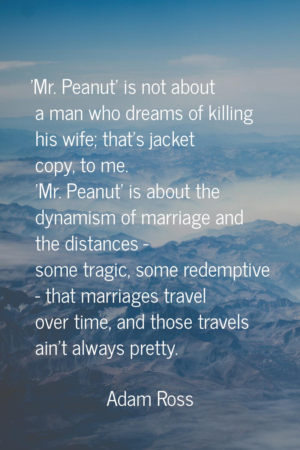 'Mr. Peanut' is not about a man who dreams of killing his wife; that's jacket copy, to me. 'Mr. Pea